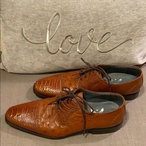 Men’s David X Ricardo Cognac Ostrich Shoe 8.5